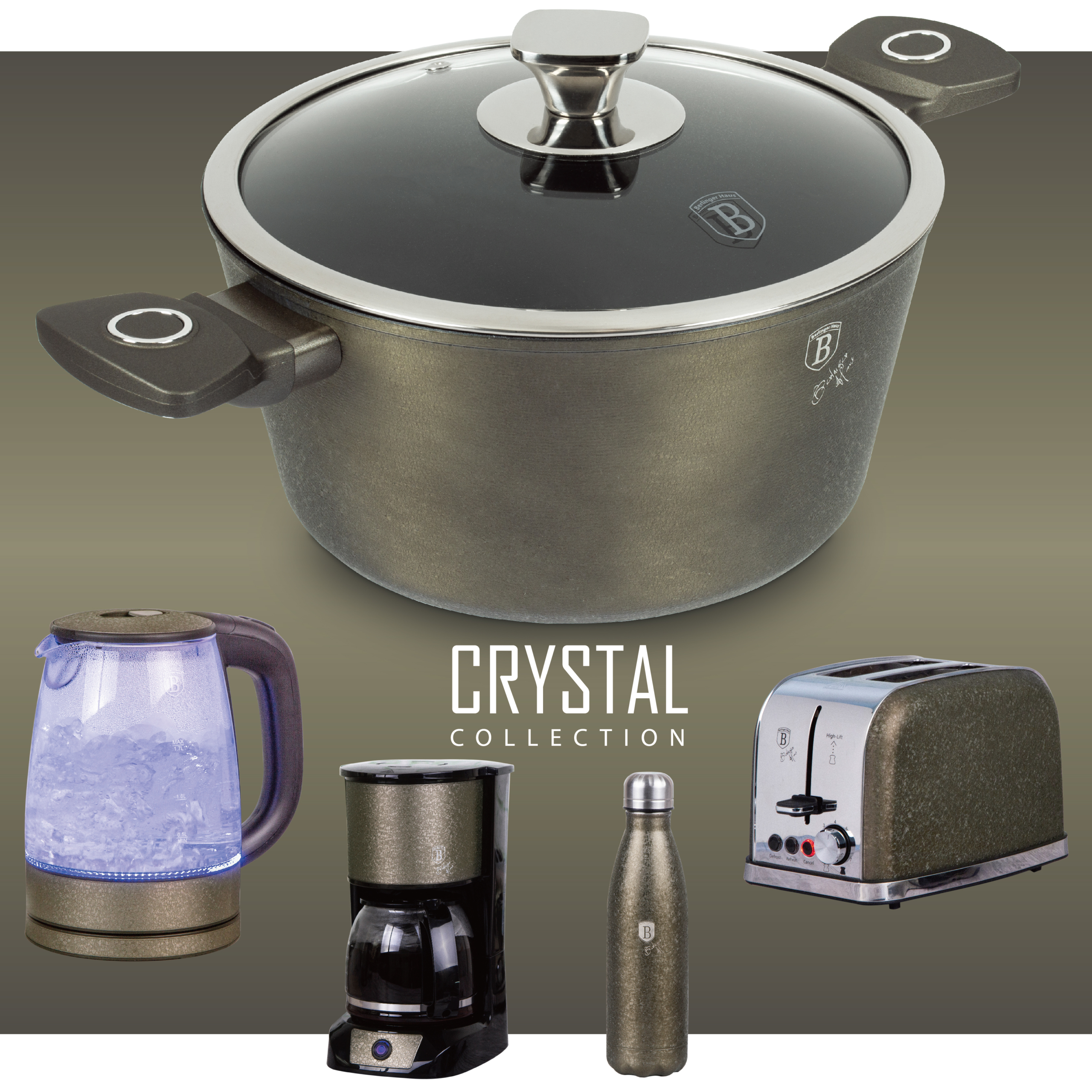 BerlingerHaus Crystal Collection termék család oldal a főbb konyhai termékekkel