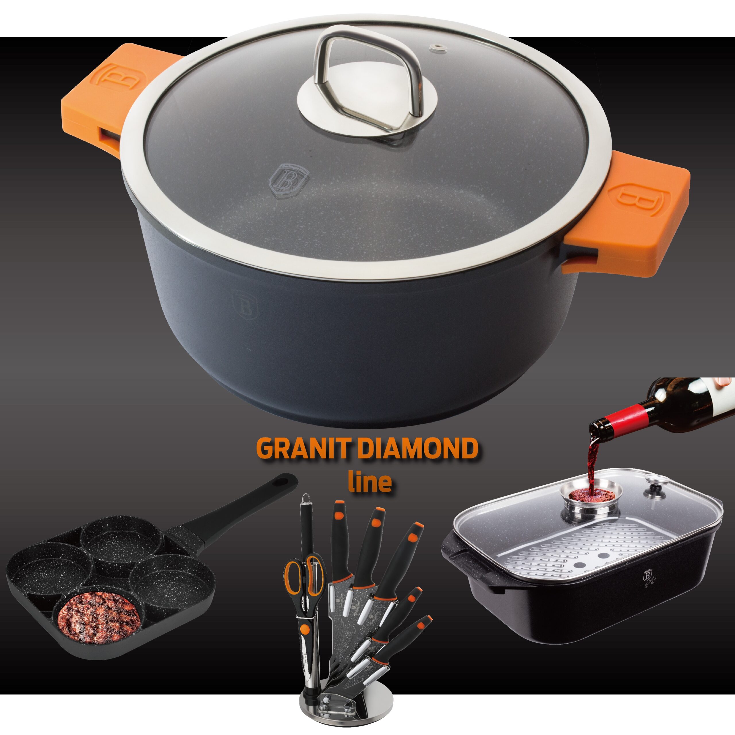 BerlingerHaus Granit Diamond Line termék család oldal a főbb konyhai termékekkel