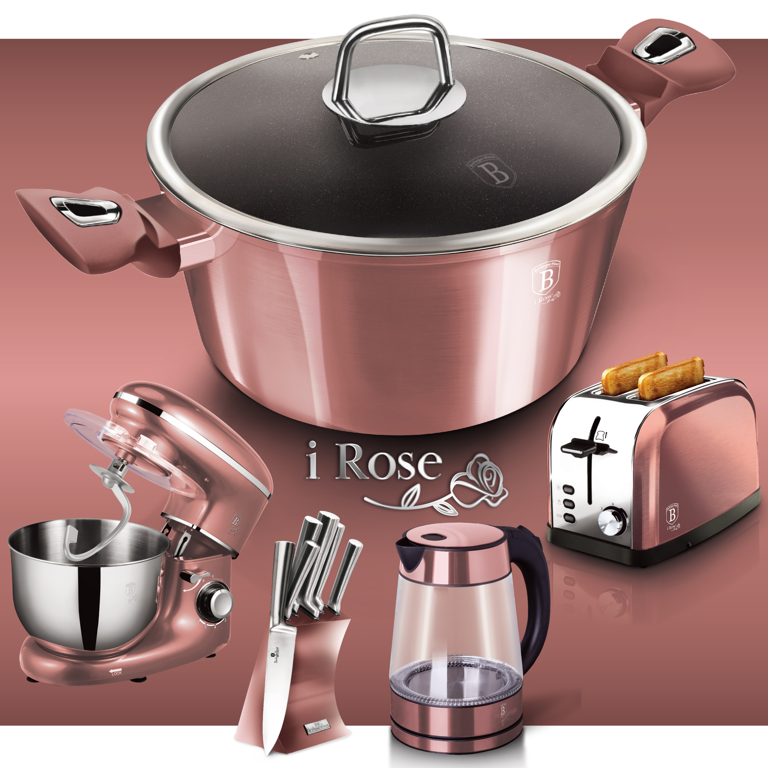 BerlingerHaus I-Rose Collection termék család oldal a főbb konyhai termékekkel